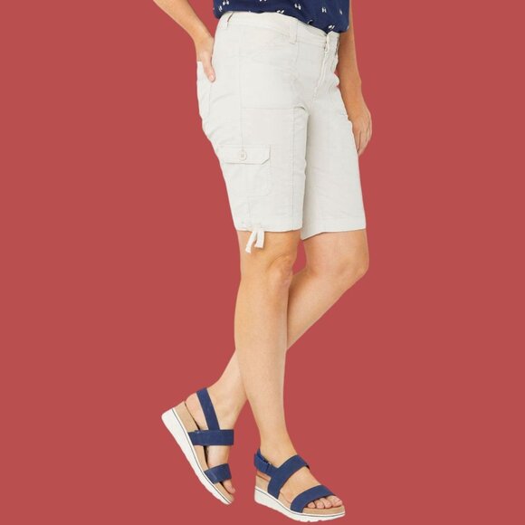 St. John's Bay - Women's Mid-Rise Cargo Bermuda Short - Brown - 12 - Picture 15 of 16